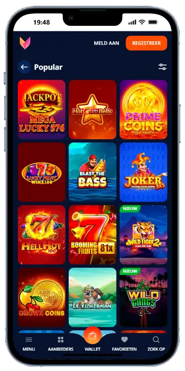 Homepagina van Nika Casino op mobiel met welkomstbanner van 225% plus 400 free spins en betaalopties zoals Visa en Mastercard